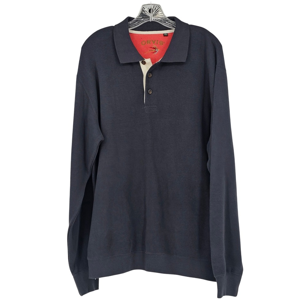 Vintage Orvis Polo Sweatshirt Size M Gray Gorpcore Outdoor Cabin Fishing Preppy